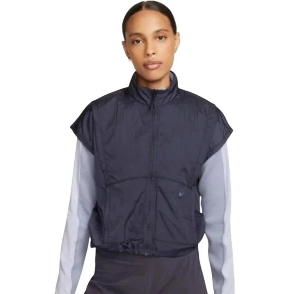 Nike Training City Ready Repel Navy Short Sleeve Jacket Vest Women's Large NEW - Picture 1 of 13